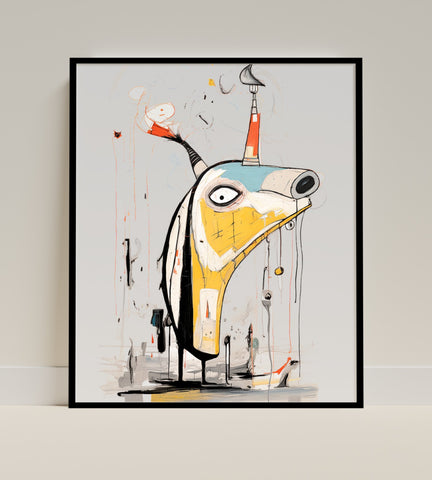 Abstract Animal with Traffic Cone Framed Wall Art