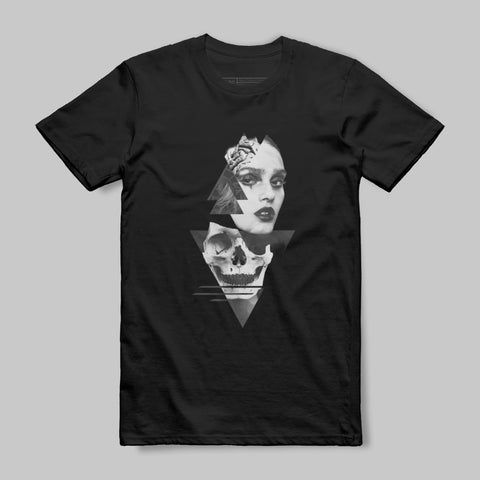 Gothic Lady with Skull Graphic Design T-shirt