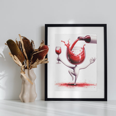 Whimsical Surreal Art Print for Wine Lovers Wall Decor