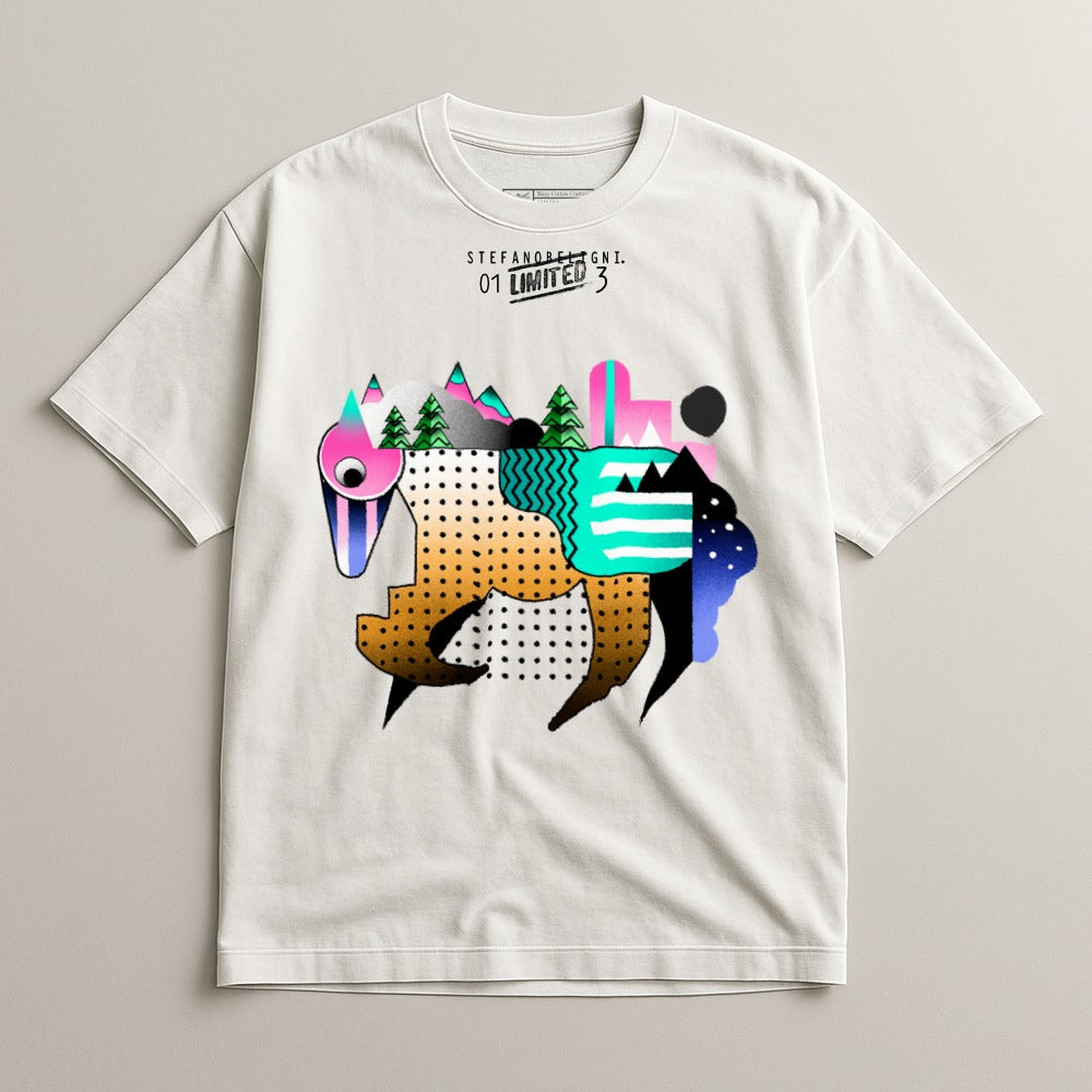 Stef And Bear Graphic Tee with Abstract Design