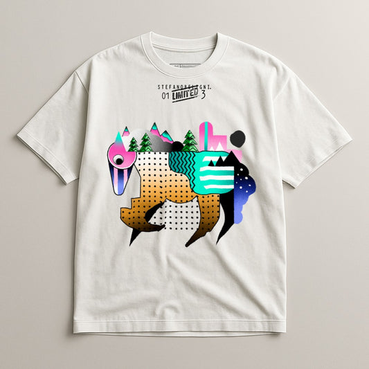 Stef And Bear Graphic Tee with Abstract Design