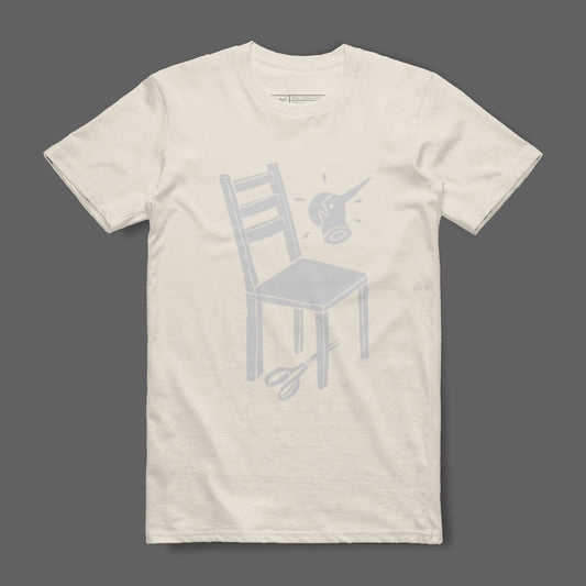 Unique Chair and Scissors Illustration T-shirt