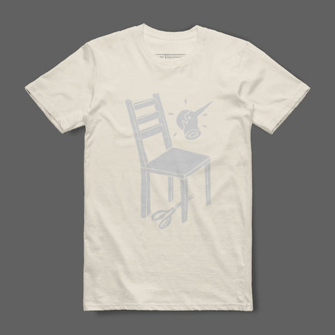 Unique Chair and Scissors Illustration T-shirt