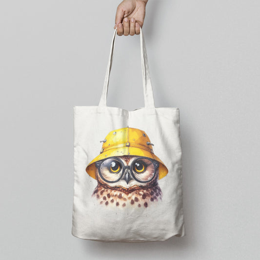 Cute Owl With Yellow Hat Fashion Canvas Tote Bag