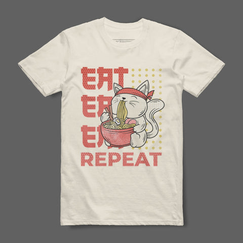 Eat Ramen Repeat Graphic Tee Casual Clothing