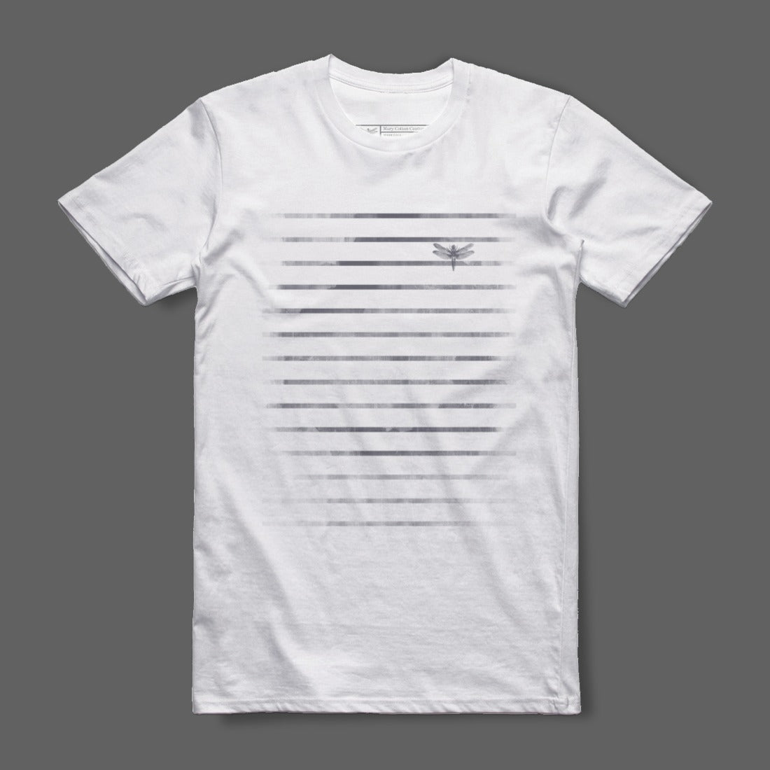 Stylish White T-Shirt with Gradient Stripe Design