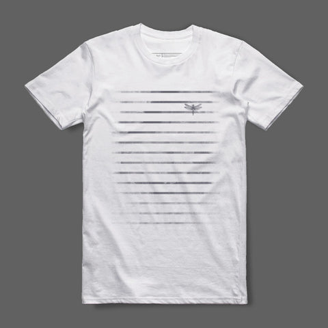Stylish White T-Shirt with Gradient Stripe Design