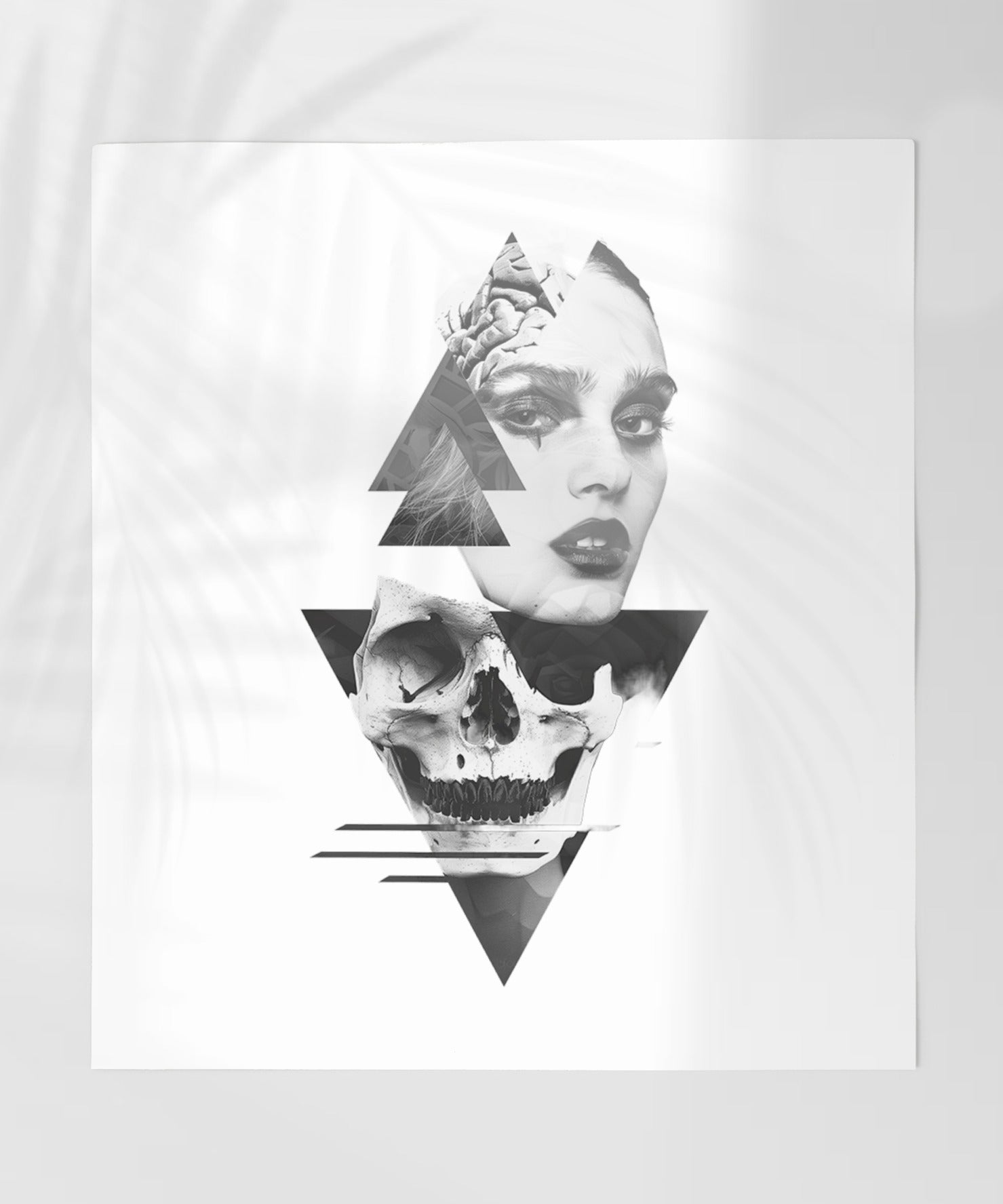 Abstract Skull and Woman Geometric Art Print Poster
