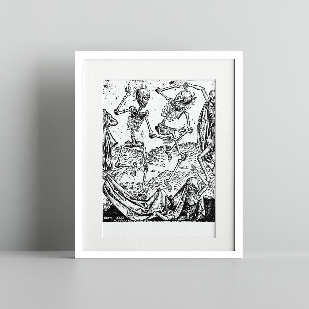Skeleton Dance Vintage Art Print Gothic Wall Decor