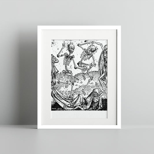 Skeleton Dance Vintage Art Print Gothic Wall Decor