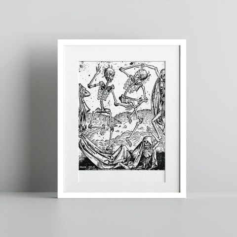 Skeleton Dance Vintage Art Print Gothic Wall Decor