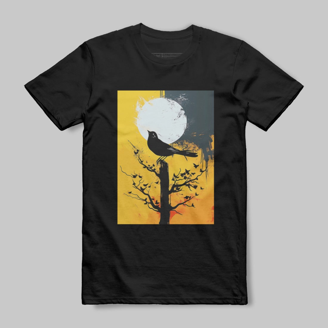 Artistic Raven Silhouette against Moonlit Sky Shirt