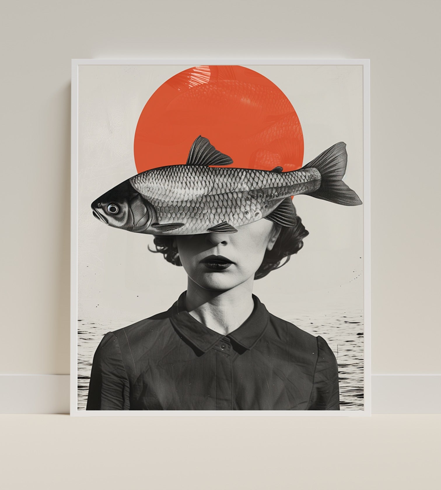 Woman with Fish Artwork Surrealism Poster Print