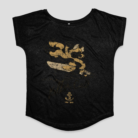 Vintage Black Shirt with Lion and Anchor Design Top