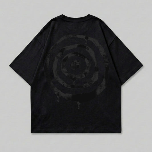 Black Dark Spiral Graphic Design Back Print T-Shirt product type