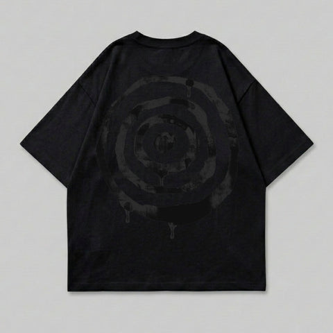 Black Dark Spiral Graphic Design Back Print T-Shirt product type