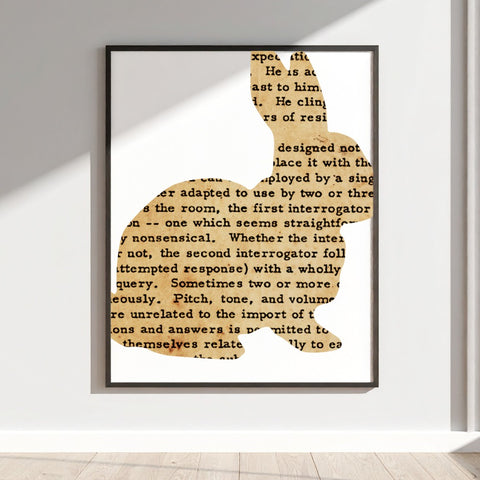 Vintage Text Bunny Silhouette Wall Art Poster Print