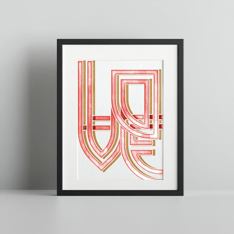 Modern Geometric Love Wall Art in Bold Colors Print