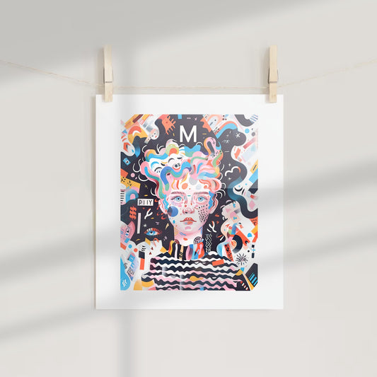 Colorful Abstract Portrait Wall Art Print Poster