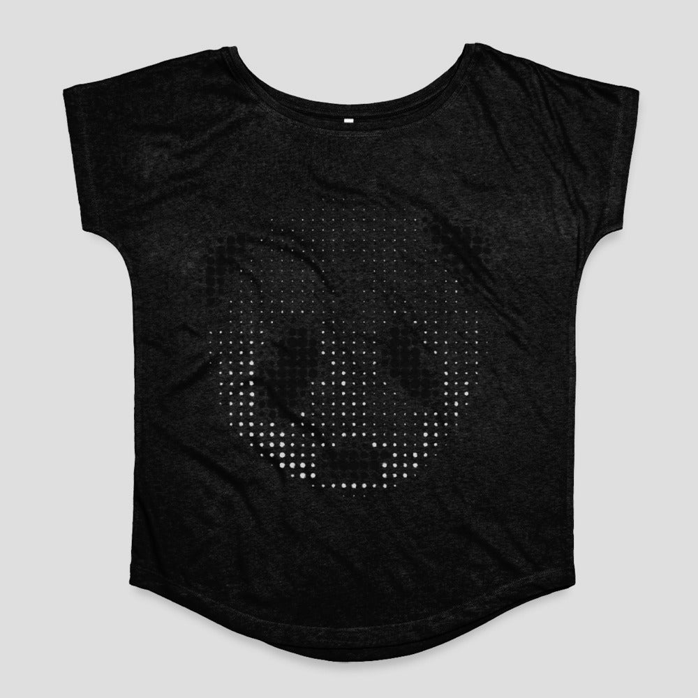 Black T-shirt with Pixelated Panda Face Design T-shirt