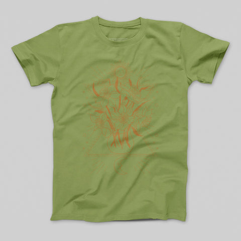 Abstract Floral and Geometric Design T-Shirt