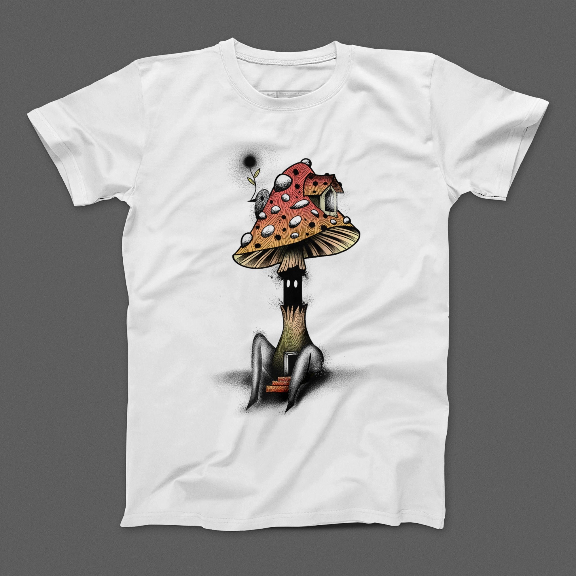 Whimsical Mushroom House with Stairs T-Shirt