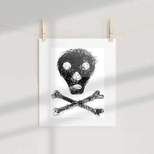 Vintage Sketched Skull and Crossbones Art Print