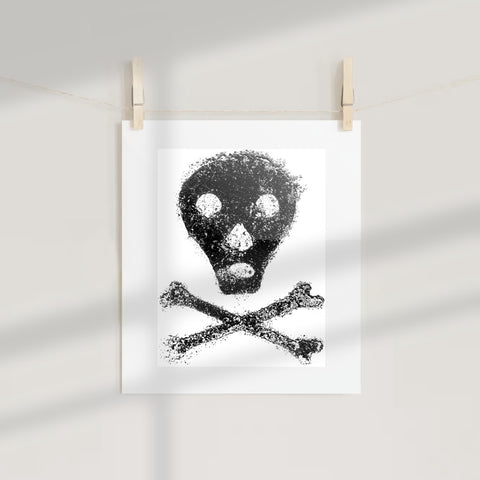 Vintage Sketched Skull and Crossbones Art Print