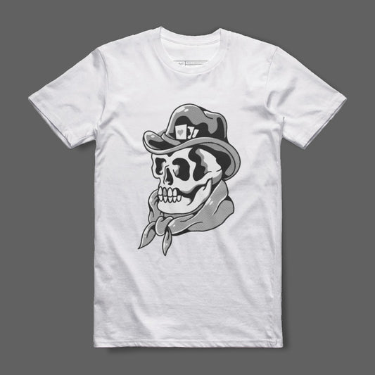 Cowboy Skull Graphic T-Shirt with Bandana Artwork