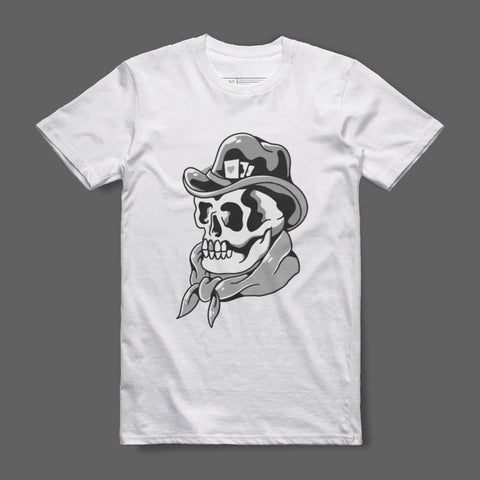 Cowboy Skull Graphic T-Shirt with Bandana Artwork