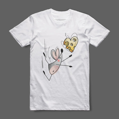 Playful Cartoon Mouse and Cheese Graphic T-shirt