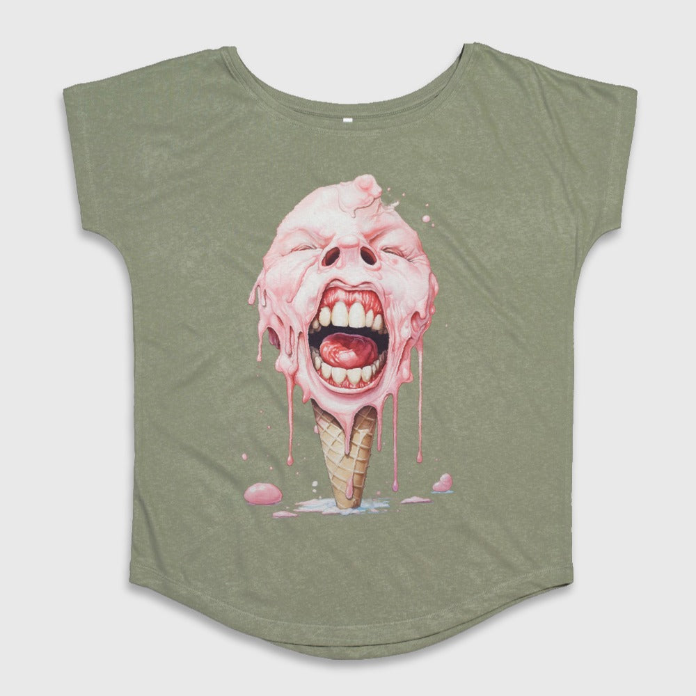 Ice Cream Face Melting Art Printed Shirt