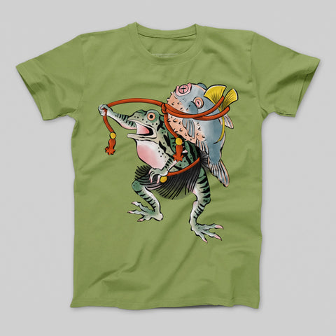Frog and Fish Graphic Design T-shirt