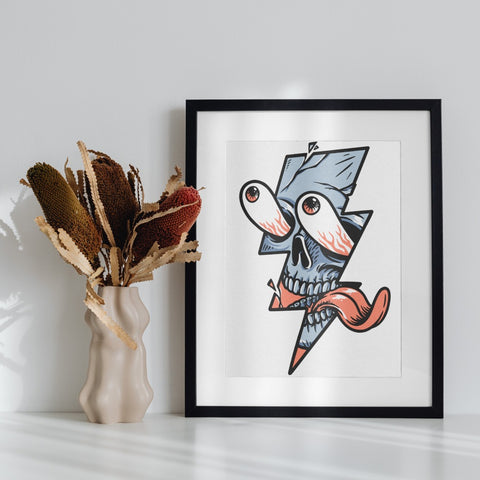 Eye Popping Skull Artistic Framed Poster Wall Art