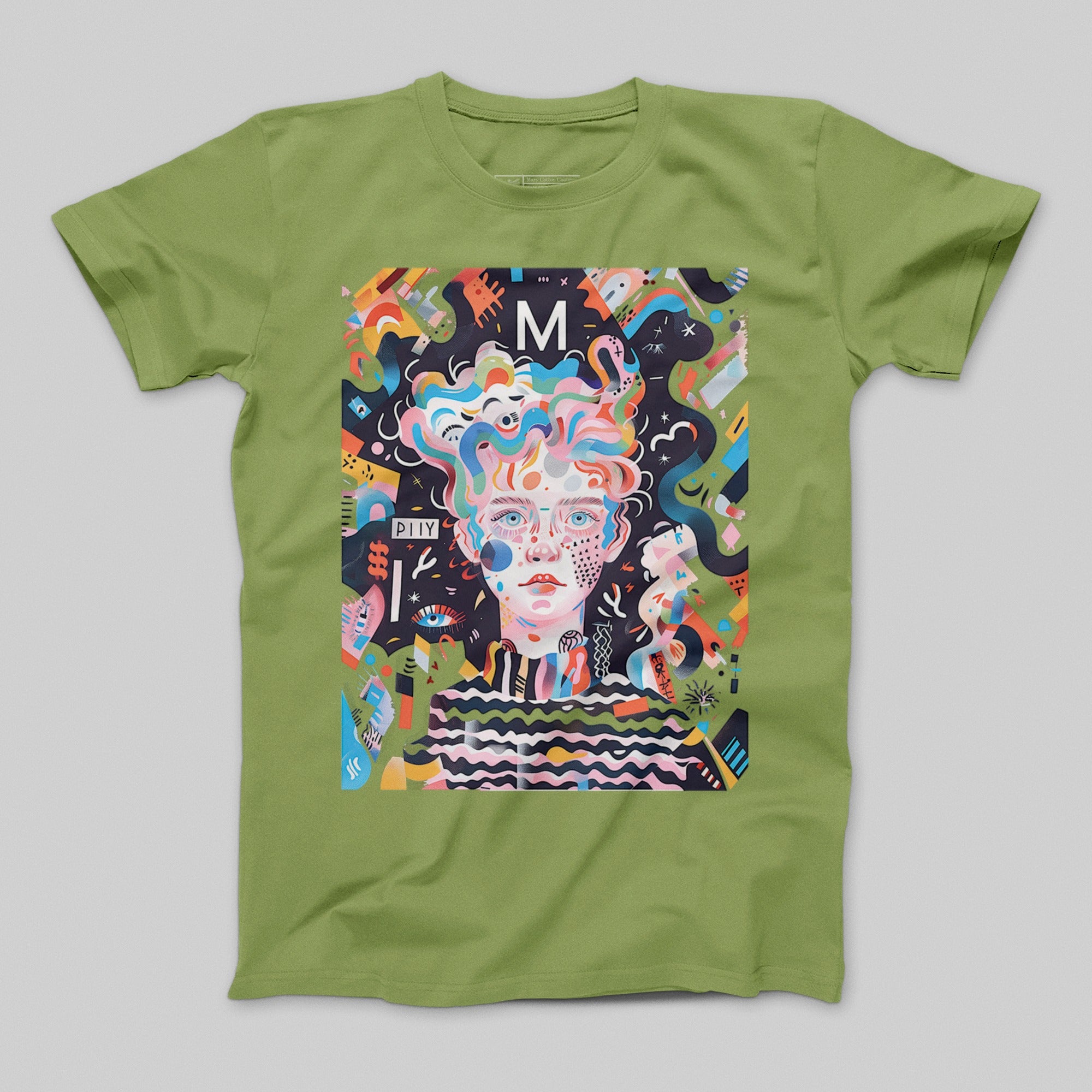 Colorful Abstract Face Graphic Design T-Shirt