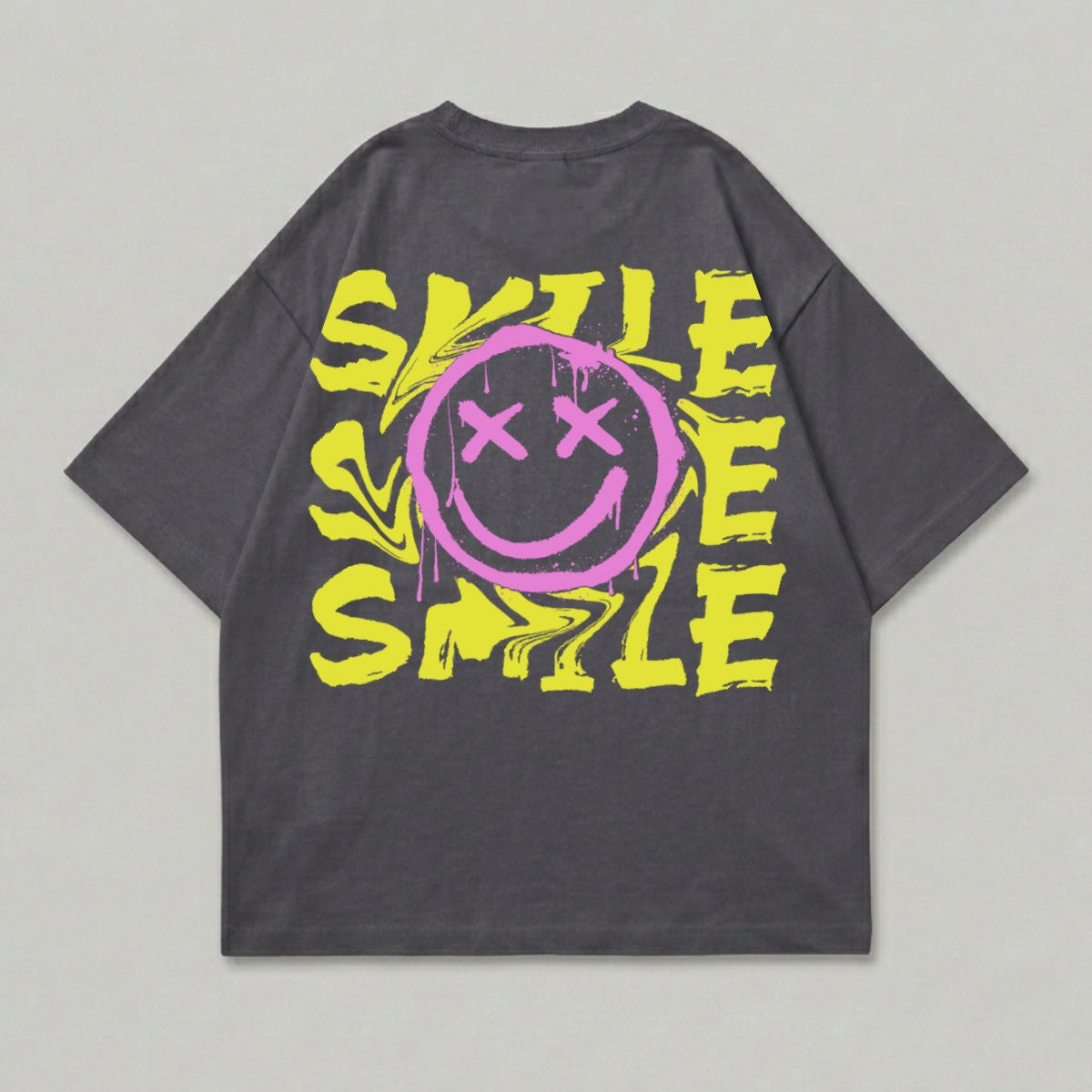 Dark Gray Distorted Smile Face Yellow Smile Text Art product type