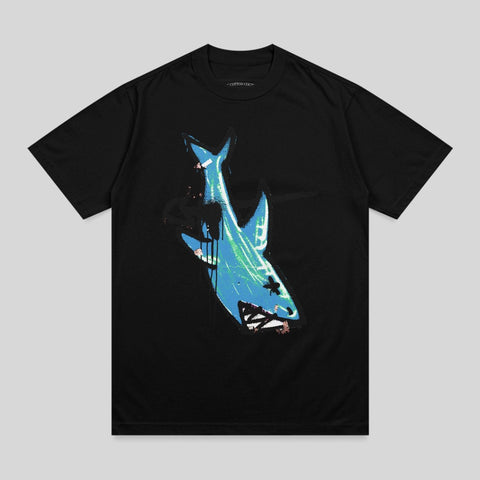 Graffiti Blue Shark Distressed Print Design product type