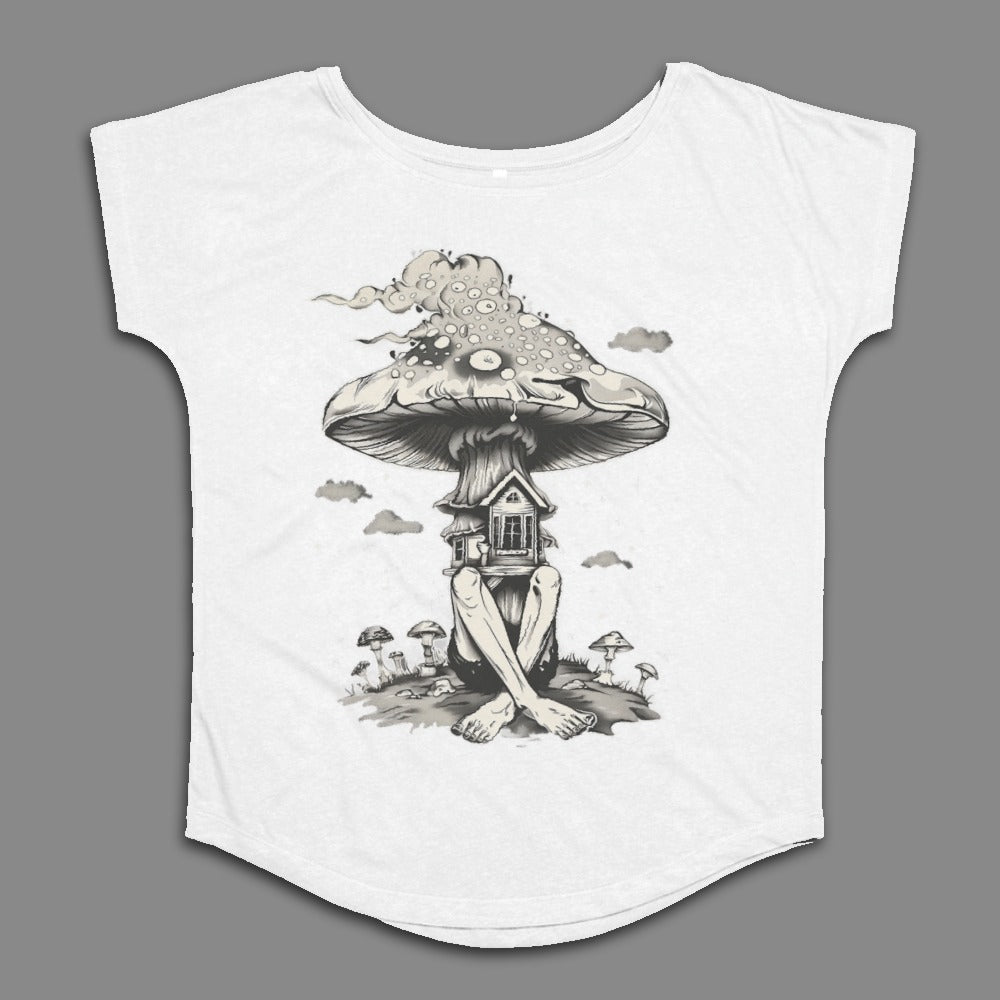 Surreal Mushroom House Design Graphic T-Shirt