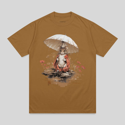 Little Mouse Umbrella Red Cloak Flowers Rain Graphic t-shirt