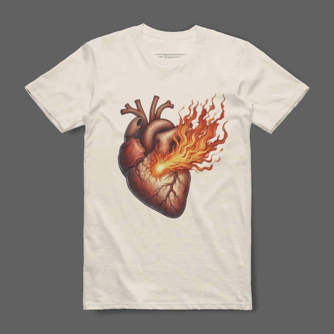 Fiery Heart Graphic Design Shirt for Unique Style