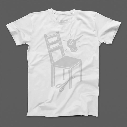Surreal Chair and Scissors Design T-shirt