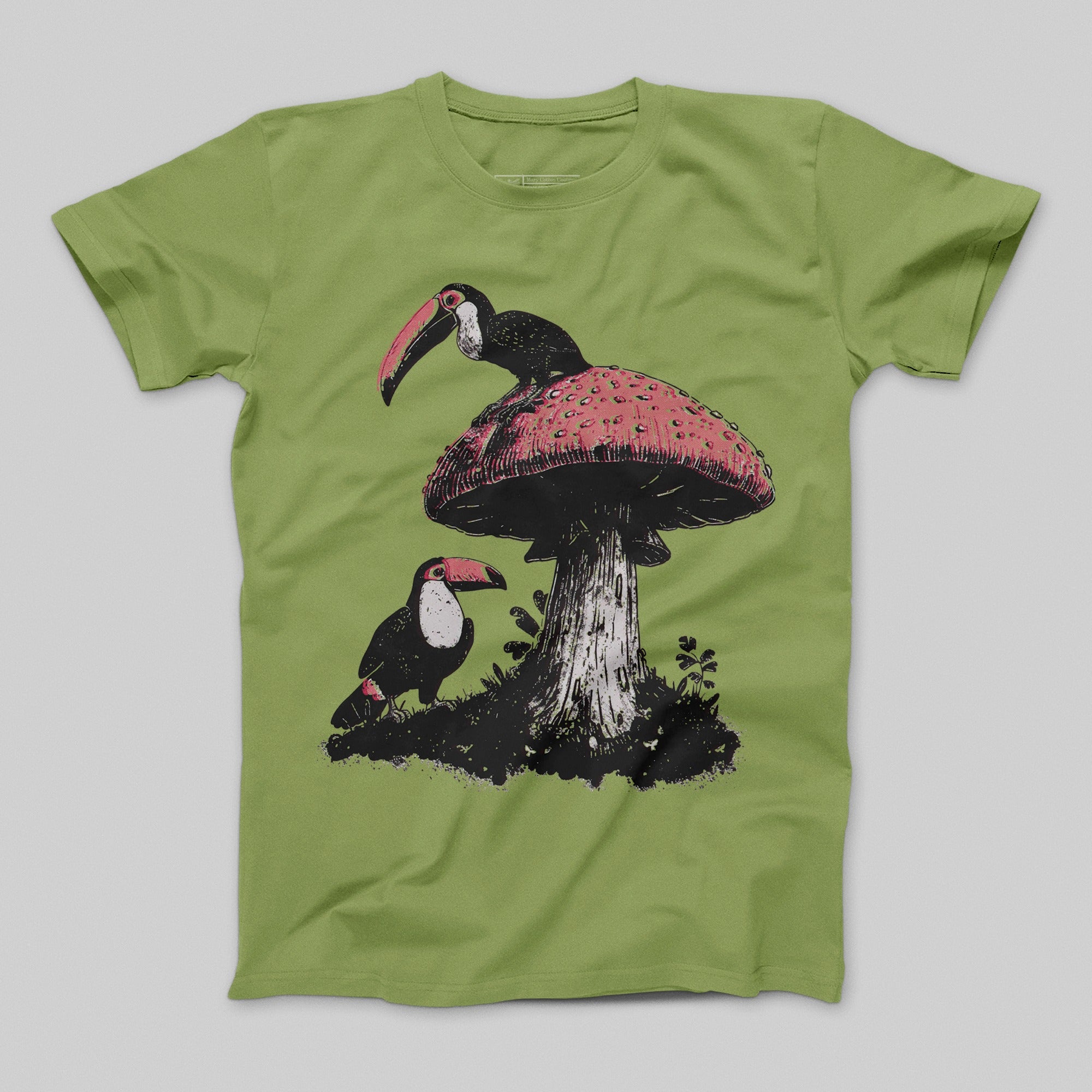 Toucan Birds on Mushroom Graphic T-Shirt Design