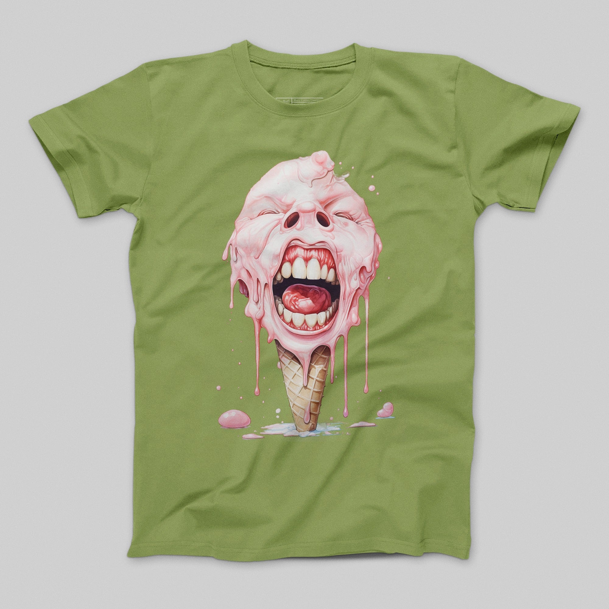 Melting Ice Cream Face Graphic T-Shirt Design Print