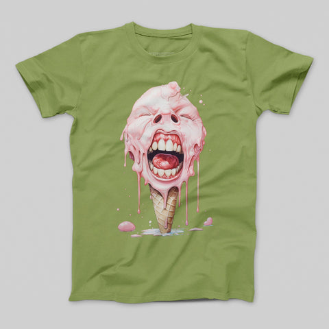 Melting Ice Cream Face Graphic T-Shirt Design Print