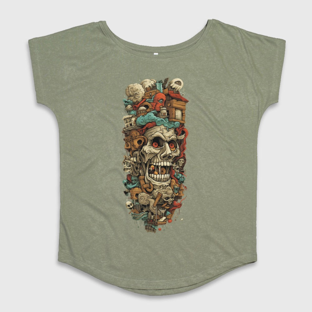 Intricate Colorful Skull Illustration T-shirt