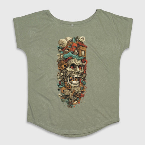 Intricate Colorful Skull Illustration T-shirt