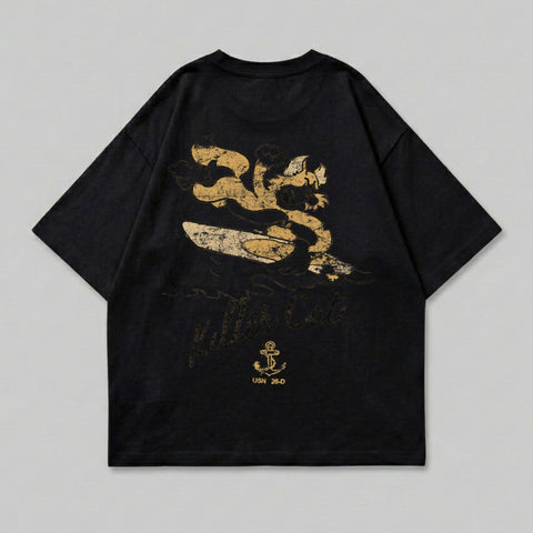 Black t-shirt with graphic of a cat in flight, "Killer Cat" text, and anchor emblem.