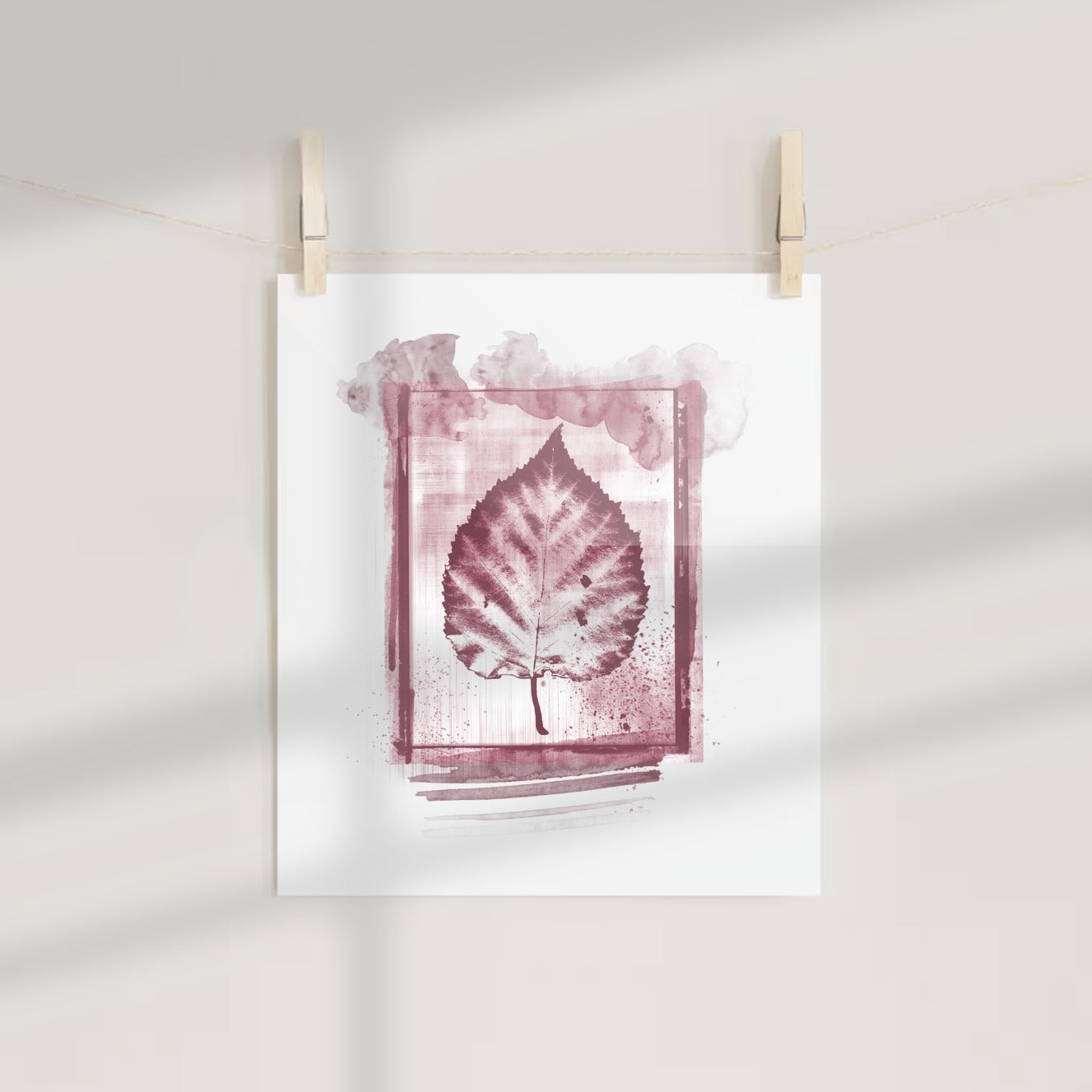 Botanical Art Leaf Print in Watercolor Style Decor