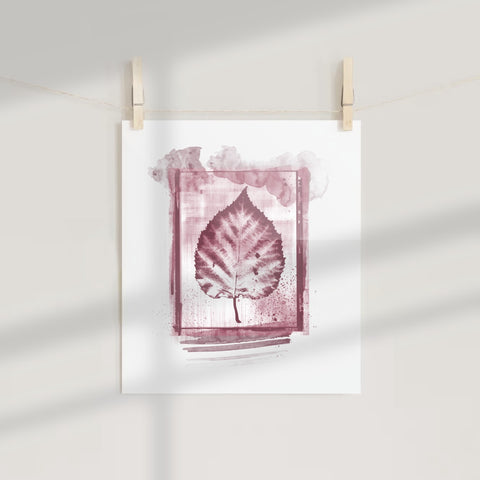 Botanical Art Leaf Print in Watercolor Style Decor