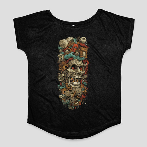 Artistic Horror Skull Montage Graphic Tee